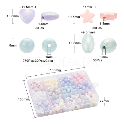 333Pcs 12 Style Spray Painted Acrylic Beads MACR-YW0001-52-1