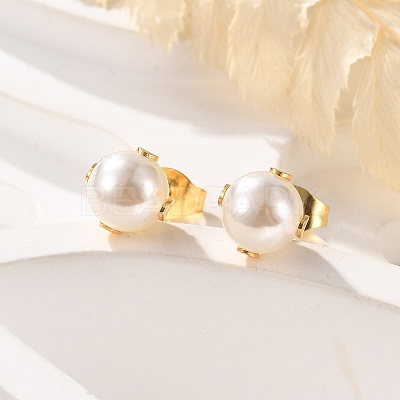 304 Stainless Steel Stud Earrings EJEW-I229-01G-C-1