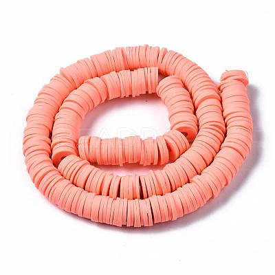 Flat Round Handmade Polymer Clay Beads CLAY-R067-10mm-19-1