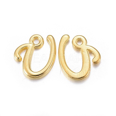 Golden Plated Alloy Letter Pendants PALLOY-J718-01G-U-1