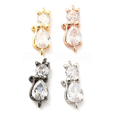Brass Micro Pave Cubic Zirconia Kitten Links Connectors ZIRC-G157-50-1