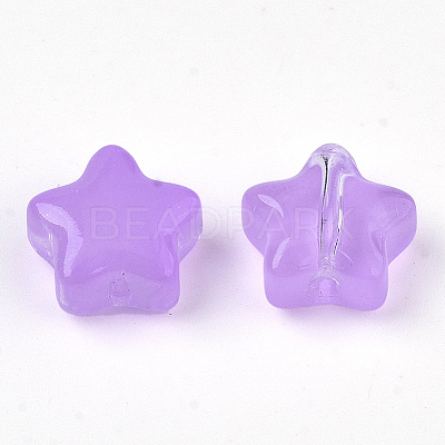 Transparent Spray Painted Glass Beads X1-GLAA-N035-01-A04-1
