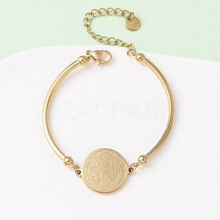 Religion 304 Stainless Steel Link Bracelets for Women LS-BJEW-F524-02A-G-1
