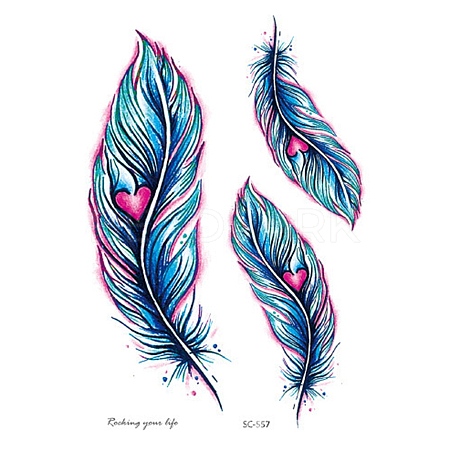 Feather Pattern Removable Temporary Tattoos Paper Stickers PW-WG48756-01-1