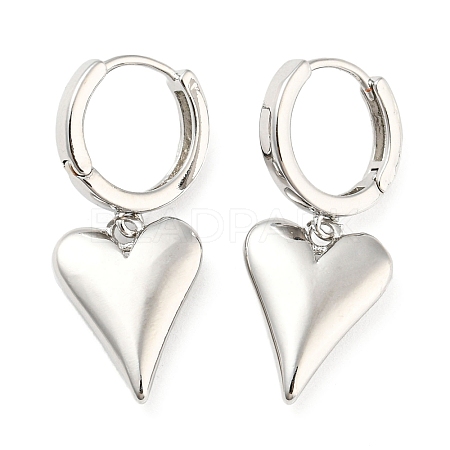 Rack Plating Brass Heart Dangle Hoop Earrings EJEW-Q779-01P-1