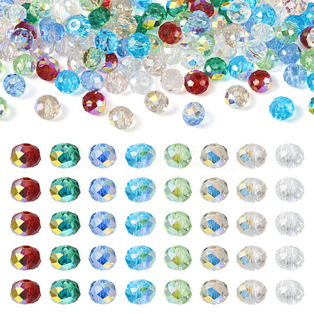 400Pcs 8 Colors Transparent Electroplate Glass Beads Strands EGLA-TA0001-22-1