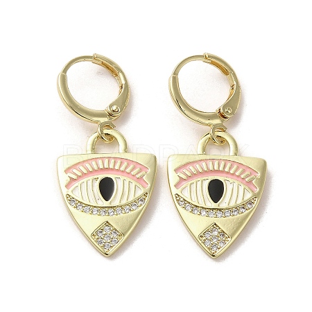 Horse Eye Real 18K Gold Plated Brass Dangle Leverback Earrings EJEW-Q797-24G-01-1