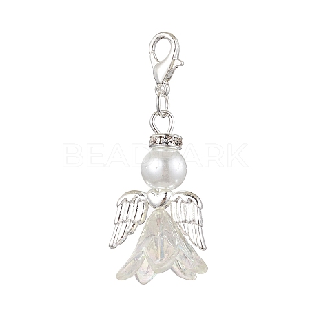Wedding Season Angel Glass Pearl & Acrylic Pendant Decorations HJEW-JM01918-1
