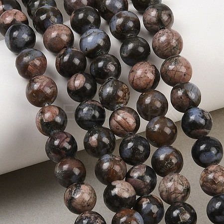 Natural Glaucophane Beads Strands G-R485-12-8mm-1