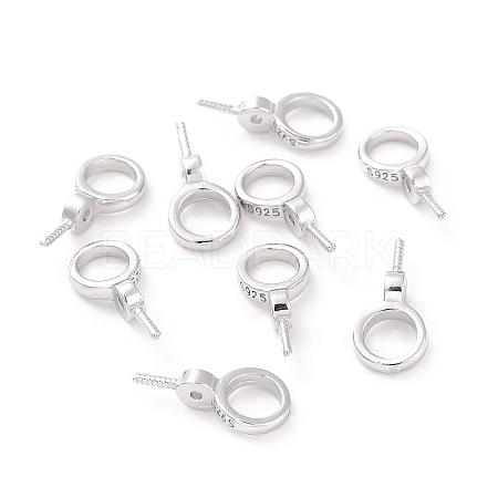 Anti-Tarnish Rhodium Plated 925 Sterling Silver Screw Eye Peg Bails STER-D035-46P-1