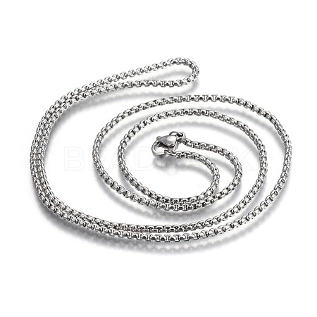 Non-Tarnish 304 Stainless Steel Box Chain Necklaces NJEW-O110-05C-P-1