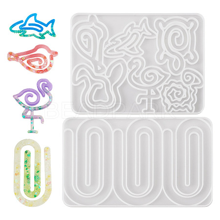 2Pcs 2 Styles Silicone Bookmark Molds DIY-TA0015-10-1
