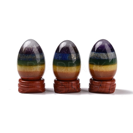 Chakra Natural Gemstone Egg Shape Display Decorations DJEW-G032-01-1