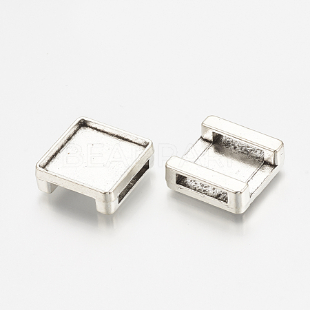 Tibetan Style Alloy Slide Charms Cabochon Settings X-TIBE-S317-02-AS-LF-1