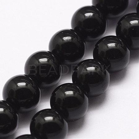 Natural Black Onyx Beads Strands G-A163-05-6mm-1