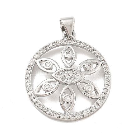 Rack Plating Brass Micro Pave Cubic Zirconia Pendants KK-D359-39P-1