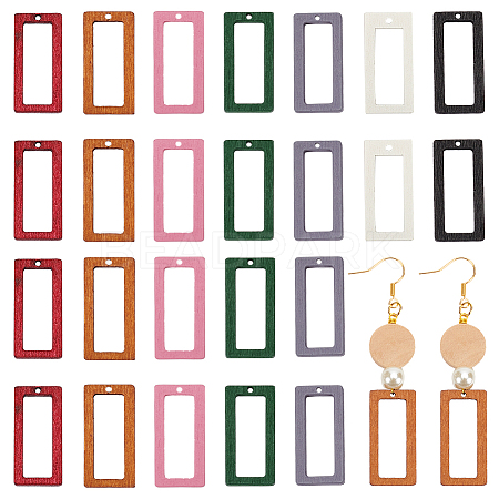 140Pcs 7 Colors Wood Pendants WOOD-NB0002-29-1