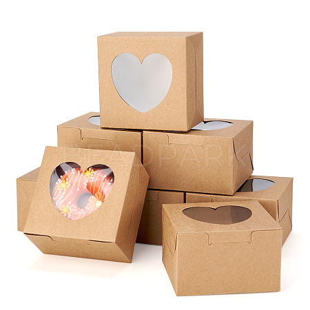 Square Paper Biscuit Boxes with Heart Clear Window CON-TAC0001-12C-02-1
