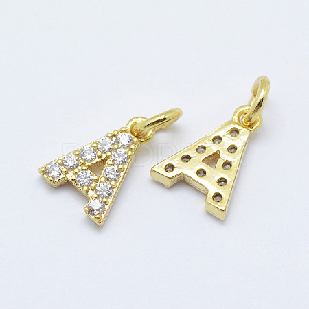 Brass Micro Pave Grade AAA Cubic Zirconia Charms X-ZIRC-P067-11G-A-NR-1