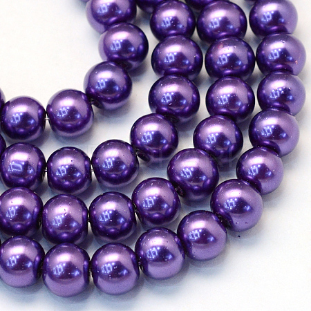 Baking Painted Pearlized Glass Pearl Round Bead Strands X-HY-Q003-6mm-76-1