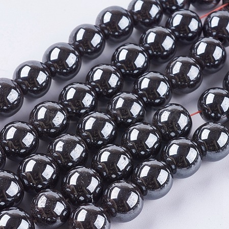 Non-magnetic Synthetic Hematite Bead Strands G-R193-19-10mm-1