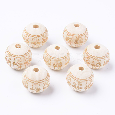 Unfinished Natural Wood European Beads WOOD-S057-022B-1