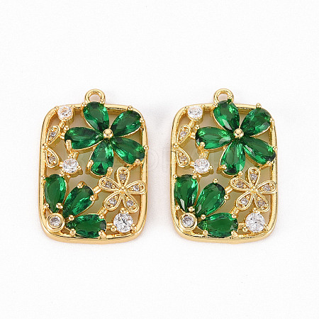 Brass Micro Pave Clear Cubic Zirconia Pendants X-ZIRC-S068-015-NF-1