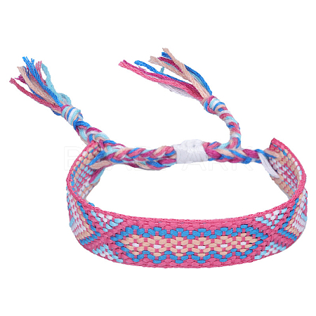 Polyester-cotton Braided Rhombus Pattern Cord Bracelet FIND-PW0013-001A-28-1