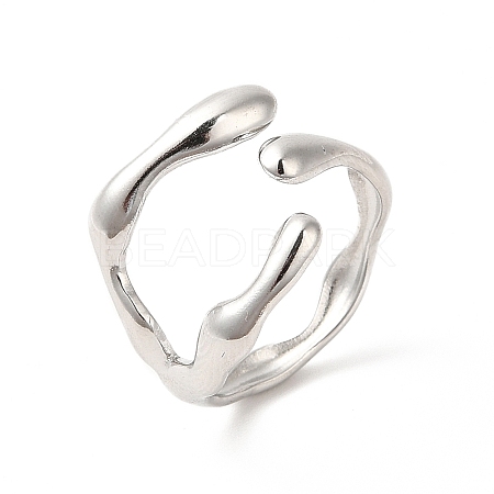 Non-Tarnish 304 Stainless Steel Cuff Finger Ring RJEW-E063-32P-1