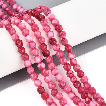 Dyed Natural White Jade Beads Strands G-T139-4mm-60-08-1