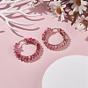 Natural Agate Beaded Hoop Earrings EJEW-JE04847-03-2