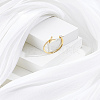 1Pc Letter Brass Rhinestone Open Cuff Rings for Women AJEW-LP0004-47L-G-3