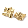 Ion Plating(IP) 304 Stainless Steel Textured Square Ear Studs for Women EJEW-P234-05G-2