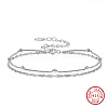 Rhodium Plated 925 Sterling Silver Rope & Satellite Chains Double-Layer Multi-strand Bracelet STER-M116-06P-1