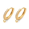 Brass Micro Pave Clear Cubic Zirconia Hoop Earring Findings KK-H532-14B-G-1