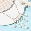 Brass Natural Pearl Rice Beads Tassel Pendant Necklaces NJEW-TA00254-1