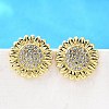Brass Micro Pave Clear Cubic Zirconia Stud Earrings EJEW-G433-03G-2