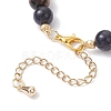 Round Natural Tiger Eye & Synthetic Blue Goldstone Beaded Bracelets for Women BJEW-JB12239-01-4