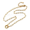 304 Stainless Steel Ring Pendant Paperclip Chain Necklaces for Women NJEW-Z091-02G-4