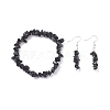 Natural Obsidian Chips Beaded Jewelry Set X-SJEW-JS01232-01-1