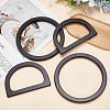 WADORN® 4Pcs 2 Style Wood D-Ring & Round Ring Bag Handles DIY-WR0002-58-4