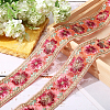 5 Yards Embroidered Organza Flower Ribbons SRIB-GL0001-02-4