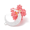 Glass Seed Beaded Moon & Flower Pendants PALLOY-MZ01185-03-4