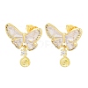 Brass Micro Pave Cubic Zirconia Stud Earring Findings CU-CBAA5EE-03G-B-1