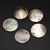 Black Lip Shell Flat Round Pendants X-BSHE-M019-08-1