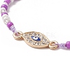 Alloy Enamel Evil Eye & Glass Seed Braided Bead Bracelet with Crystal Rhinestone for Women BJEW-JB09248-5