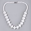 Natural Quartz Crystal Round & Cone Beaded Necklaces NJEW-N064-03O-1