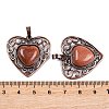 Synthetic Goldstone Peach Love Heart Pendants G-G158-01-17-3