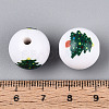 Christmas Printed Opaque Acrylic Round Beads OACR-T029-08F-4