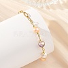 Natural Pearl Two Sides Polished Beaded Chain Bracelets with 304 Stainless Steel Paperclip Chains BJEW-JB14234-02-2